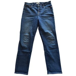 Madewell Size 30 TALL Perfect Vintage Crop Jeans Button Fly Medium Wash Denim